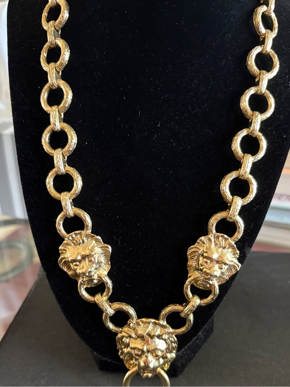 Vintage Kenneth J Lane Triple Lion Head Necklace